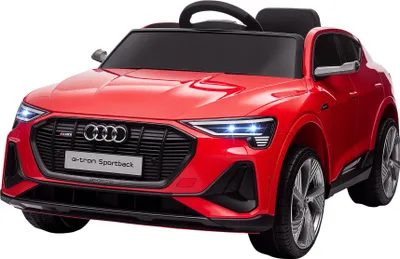 Image de HOMCOM Voiture électrique enfants sous Licence Audi e-tron Sportback, véhicule électrique 12V, Max. 5 Km/h, avec télécommande 2,4G, phares LED, musique, klaxon, port USB, MP3, rouge