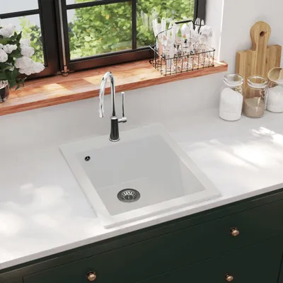 Obrázek produktu pro The Living Store Žulový dřez s jednou mísou krémově bílý