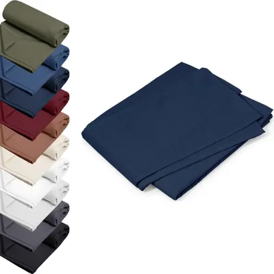 Produktbild von DOPPELPACK Bettlaken ohne Gummizug 220x240 cm Haustücher 100% RENFORCE Baumwolle Betttücher Tischdecken, Farbe: Dunkelblau