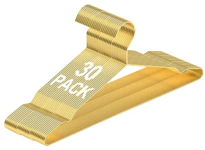30er-Pack Metall-Kleiderbügel, Heavy Duty, Gold, platzsparend