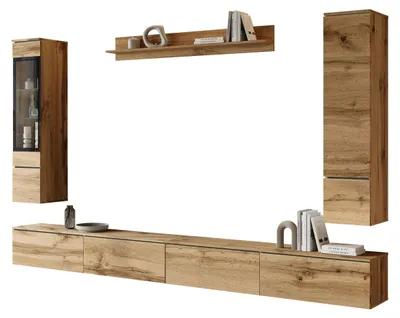 Produktbild von MIRJAN24 Wohnwand Vera VIII, Stilvoll Wohnzimmer-Set, TV-Schrank, Modern Mediawand (Wotan, mit Beleuchtung)