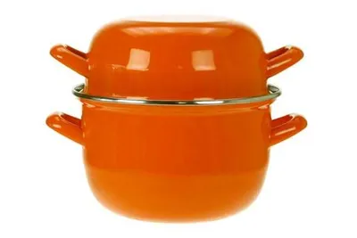 Productafbeelding van Cosy & Trendy Mosselpan - Emaille - Oranje - ø 18 cm / 2.8 liter - geëmailleerde anti-aanbaklaag