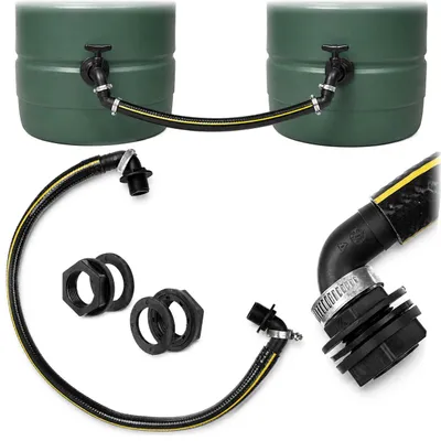 Productafbeelding van KADAX Verbindingsset voor regentonnen, regentonnenconnector met 80 cm verbindingsslang en 3/4 inch aansluiting, connector voor twee regenwateropslagtanks