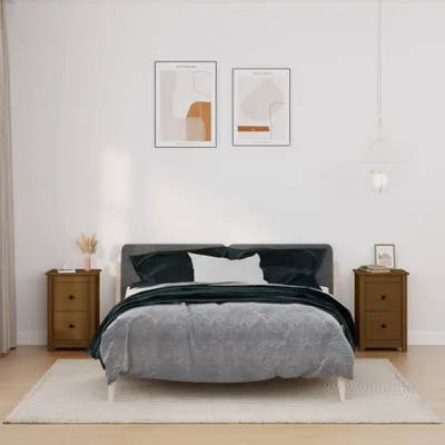 Produktbild von vidaXL Nachttische 2 Stk. Honigbraun 40x35x61,5 cm Massivholz Kiefer