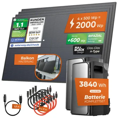 Produktbild von SOLARWAY®️ 2000 Watt Pro Balkonkraftwerk | EcoFlow STREAM Ultra 1920 Wh Batterie + EcoFlow STREAM AC Pro