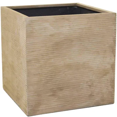 Immagine prodotto di Vaso da fiori BLOCK in fibra di vetro, beige a strisce, 50x50x50 cm