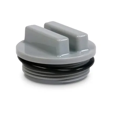 A single gray winter plug with a black O-ring is shown against a white background.