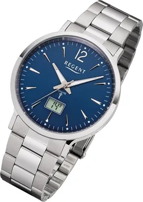 Produktbild von Regent Herren Uhr Funkuhr FR-247 Analog-Digital Metall Armbanduhr silber URFR247