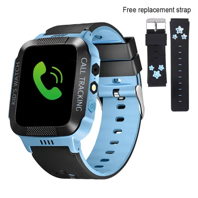 Image de Montre intelligente pour enfants avec GPS Tracker IP67 Montre intelligente étanche pour enfants, montre-téléphone pour jeunes enfants avec réveil Affichage en allemand (noir et bleu)
