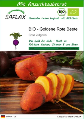 Produktbild von SAFLAX - BIO - Goldene Rote Beete - Beta vulgaris - 50 Samen - Mit keimfreiem Anzuchtsubstrat
