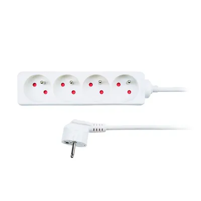 Image de Rallonge Solight, 4 prises, blanc, 2m