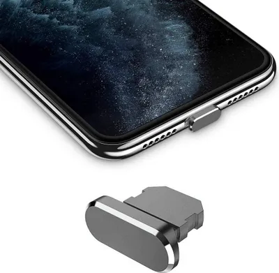 Produktbild von Cadorabo Schutzkappe für Apple iPhone in Grau Staub Schutz Stecker Stöpsel Ladeanschluss