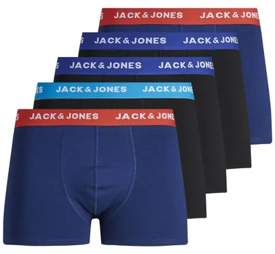 Produktbild von Jack & Jones 5er Pack Sense Retro Short / Pant Elastischer Bund mit Logo, Dehnbarer Jerseystoff, Bequeme Passform