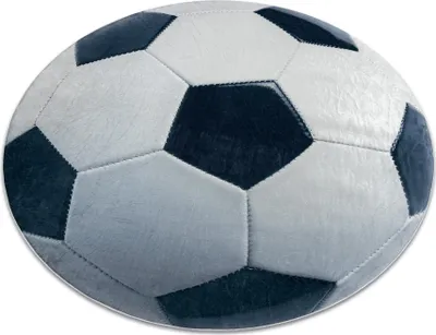 Produktbild von BAMBINO 38540 Kreis Waschteppich - Fußball für Kinder Anti-Rutsch - schwarz / weiß Weiß rund 120 cm