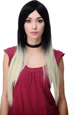 Produktbild von WIG ME UP Perücke Ombre Schwarz Platin Glatt Mittelscheitel H9701-2F613