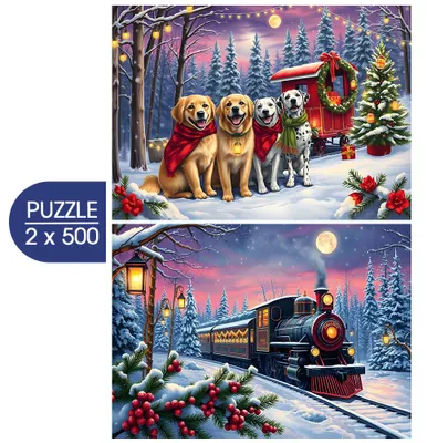 Zdjęcie produktu dla Puzzle BLUEBIRD Nadchodzą Święta 2x500 elementów