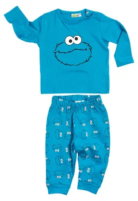 Produktbild von Sesamstraße Baby Set - Krümelmonster Unisex Oberteil Pullover mit Hose 2-Teiler Cookie Monster Blau 62-68