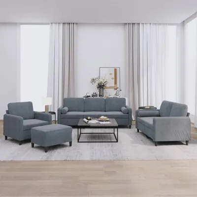 Obrázok produktu pre vidaXL 4-dielna sedacia súprava s vankúšmi Dark Grey Velvet