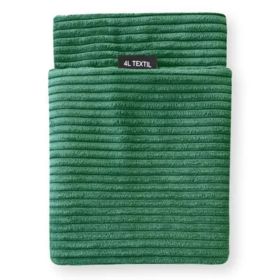 Produktbild von 4L Textil MOLLY Hundekissen flauschig Cord Hundebett Grosse Hunde mit Bezug und Reißverschluss kuscheliges Hundekissen waschbar (Ersatzbezug, 100x80 cm, Grün (Stripes)