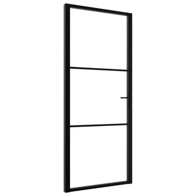 Produktbild von vidaXL Innentür ESG Glas und Aluminium 93x201,5 cm Schwarz