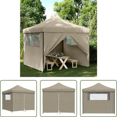 Immagine prodotto di The Living Store Tenda per feste pieghevole pop-up con 4 pannelli laterali Taupe