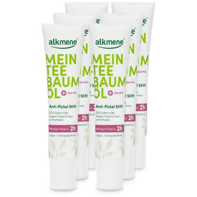 Produktbild von alkmene Mein Teebaumöl Anti Pickel Stift 6x 15 ml weniger Pickel in 2h - Soforthilfe gegen Pickel & Hautunreinheiten
