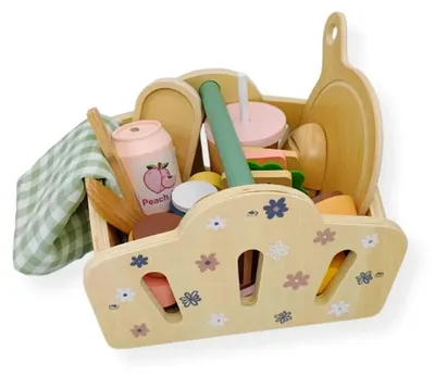 Productafbeelding van Houten picknickset met mandje - Kabi 3+