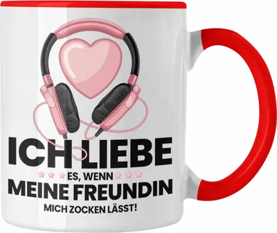 Produktbild von Trendation - Gamer Geschenk Freundin Gamer Zocken Zocker Headset Grafik Tasse Geschenkidee Tassen Lustig Gaming (Rot)
