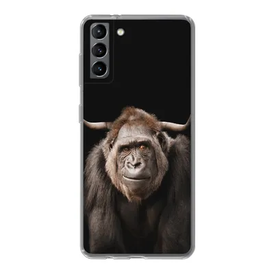 Produktbild von MuchoWow® Handyhülle Schutzhülle Hülle für Samsung Galaxy S21 Plus Affe - Schottischer Highlander - Schwarz Silikon Softcase Handy Hülle - Handy-Tasche