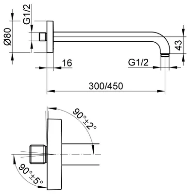 Produktbild von KEUCO Brausen und Brausezubehör Brausearm Wandmontage rund 450 mm Bronze gebürstet