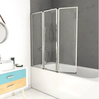 Obrázok produktu pre Vaňová zástena 3-dielna Aurlane Triple 143 x 125 cm číre sklo farba profilu chróm FAC276