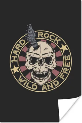 Produktbild von MuchoWow® Poster Totenkopf - Gitarre - Vintage 60x90 cm - Wanddekoration