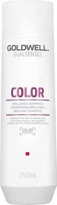 A white bottle of Goldwell Dualsenses Color Brilliance Shampoo.