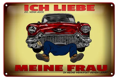 Produktbild von Blechschild Spruch 30x20cm liebe wenn meine Frau Werkstatt