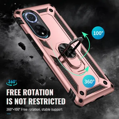 Produktbild von Honor 50 Hülle, Dual Layer Robust Militäre Schutzhülle mit Ringhalterung Ständer für Honor 50 Rosa