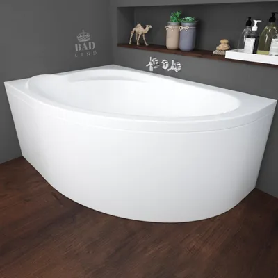 Produktbild von BADLAND Eckbadewanne Badewanne Standard RECHTS 130x85 mit Acrylschürze, Füßen und Ablaufgarnitur GRATIS