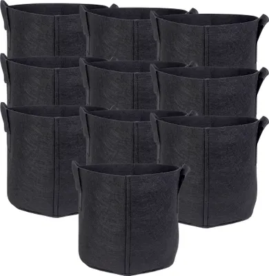 Produktbild von Intirilife 10x polarowa torba do sadzenia o pojemności 20 litrów - 5 galonów - 30 x 25 cm - Sadzarka do roślin wykonana z polaru z uchwytami do przenoszenia do ogrodu, szklarni i nie tylko. - Torba do sadzenia roślin