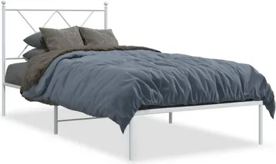 Produktbild von "Rabatt" Bettgestell Komfort - mit Lattenrost - mit Kopfteil Metall Weiß 90x190 cm - Klassische Betten CC17282
