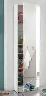 Produktbild von Schuhschrank Spiegeltür Schuhkommode Spiegelschuhschrank Schrank weiß "Goswin"