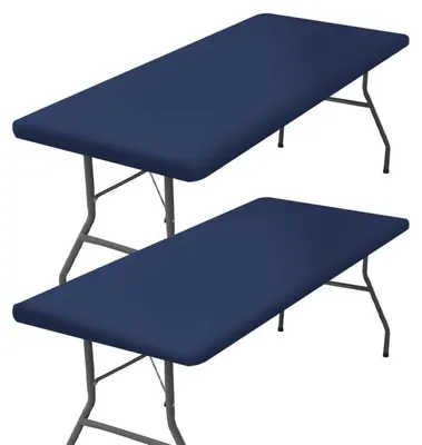 Produktbild von Tischdecke Rechteckig Wasserdicht Elastisch 182x75cm Marineblau 2er Set