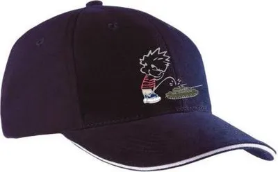Produktbild von Baseballcap mit Textildruck - Pinkelmännchen gegen Panzer - 52045 Dunkelblau