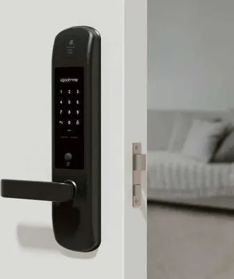 Obrázek produktu pro igloohome Mortise 2+, Chytrý dveřní zámek, Bluetooth, Kód, Čtečka otisků prstů, Klíč, RF card, Černá, IP64, ABS, Zinek, AA