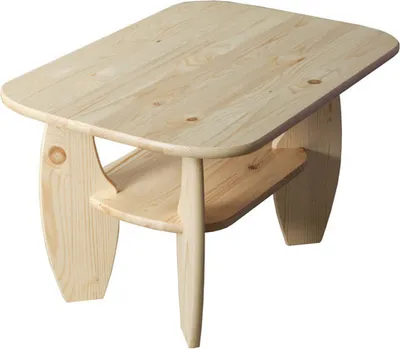 A light-colored wooden coffee table with a lower shelf, shown from a slightly elevated diagonal angle against a white background.