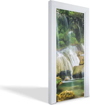 Produktbild von Türdeko Aufkleber Selbstklebende Wandsticker Personalisiert - Ein malerischer Wasserfall - 75 x 205 cm