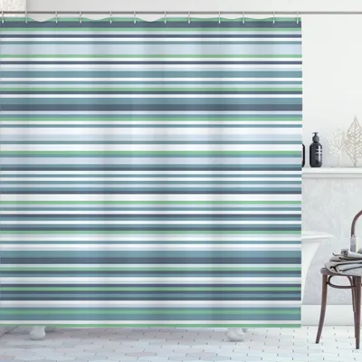 Immagine prodotto di ABAKUHAUS Tenda da doccia a righe, illustrazione astratta con motivi geometrici stretti e righe orizzontali, 175 x 180 cm, blu verde acqua