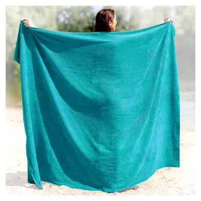 Produktbild von Kapart Strandtuch XXL Türkis, 100% Baumwolle, 100x220cm - XXL Strandhandtuch - Badetuch in Übergröße -Duschhandtuch, Badehandtuch & Saunatuch