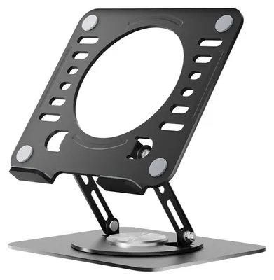 Produktbild von Drehbarer Laptopständer aus Metall – faltbar, höhenverstellbar, Kühlfunktion, Tisch-Erhöhung (Drehmodell)，Black