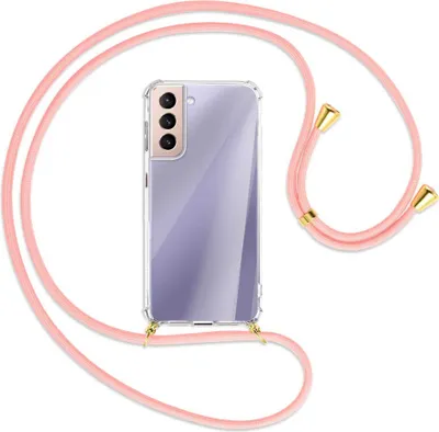 Produktbild von Handykette Backcover-Schutzhülle mit Band (Metall goldfarben) für Samsung Galaxy S21 5G - rosa