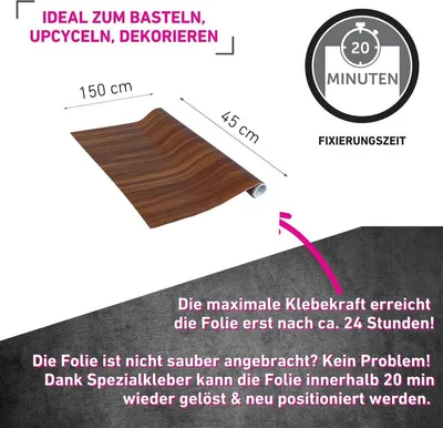 Produktbild von Venilia Klebefolie selbstklebend dunkle Nuss Holzoptik glänzend abwischbar 45x150cm