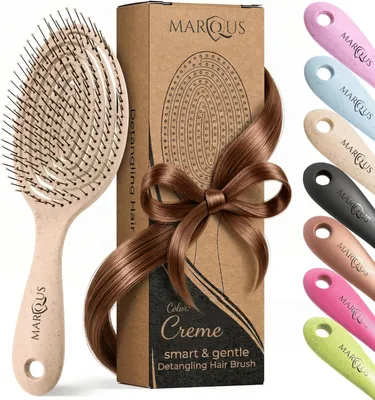 Produktbild von marQus Bio Haarbürste & Entwirrbürste ohne Ziepen – Creme